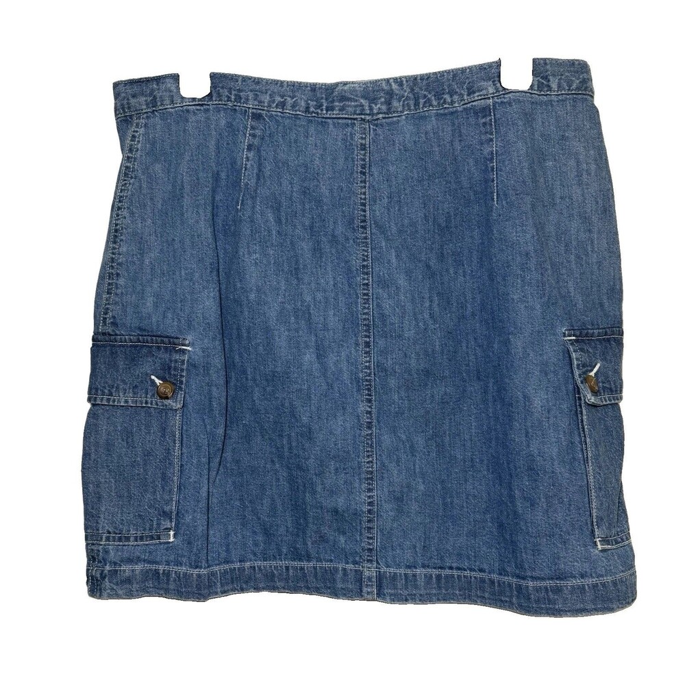 Jones New York Sport Petite 14P Denim Wrap Cargo Mini Skirt Blue 100% Cotton